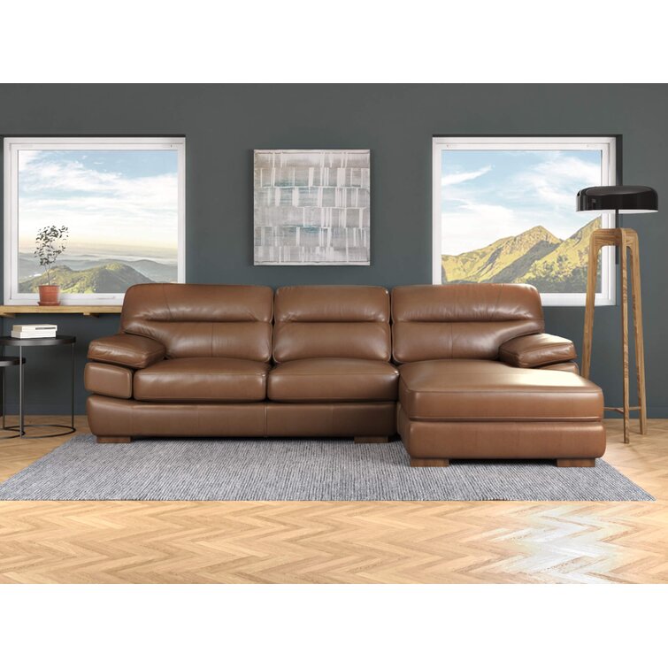 Wayfair brown deals leather sectional